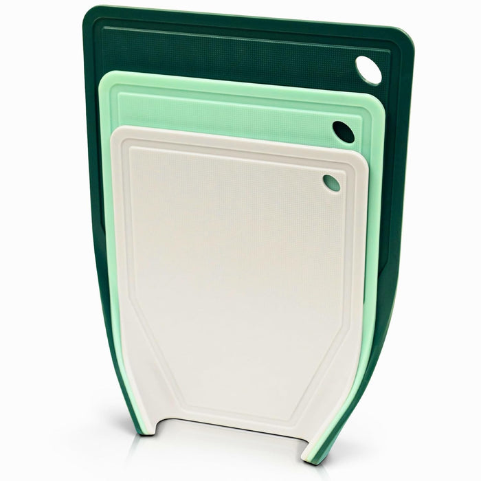 YourCasa 3 x Plastic Chopping Board Set - BPA Free - Chopping Board with Funnel Shape and Juice Groove - Kitchen Board Non-Slip & Dishwasher Safe - Cutting Board - Cutting Mat Kitchen - Non-Slip Board