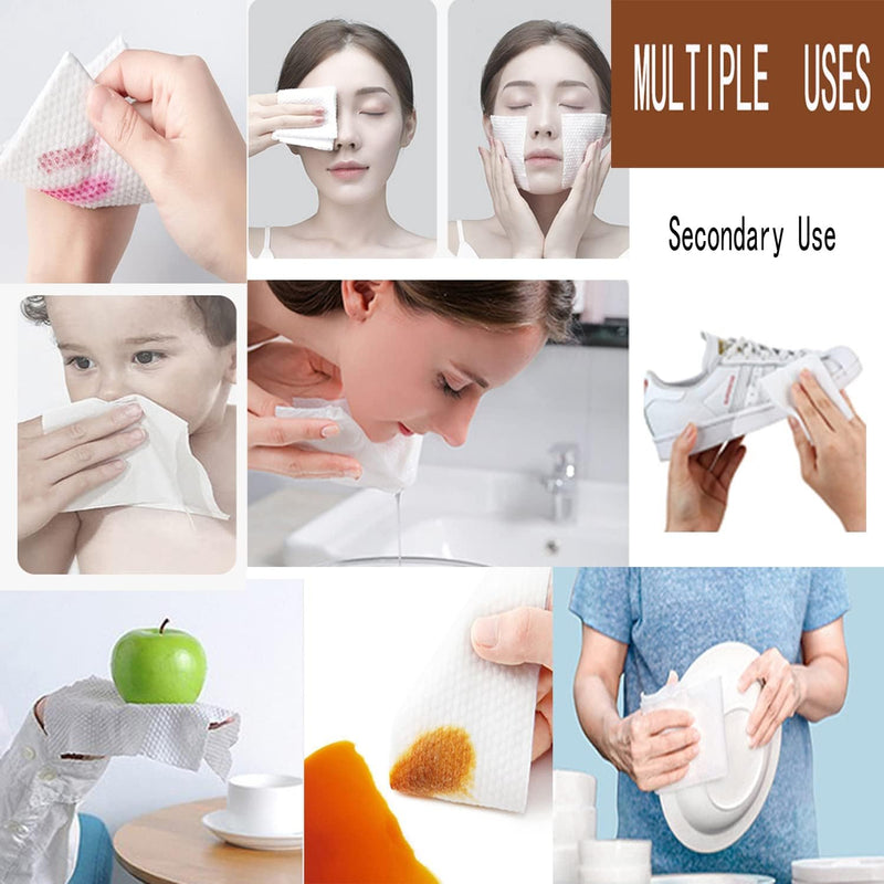 Cotton Facial Dry Wipes 100 Count, Deeply Cleansing Disposable Face Towel Cotton Tissue Multi-Purpose for Skin Care, Facial Tissue for Cleansing, Skincare and Makeup Remover, Make-up Wipes, Face Wipes