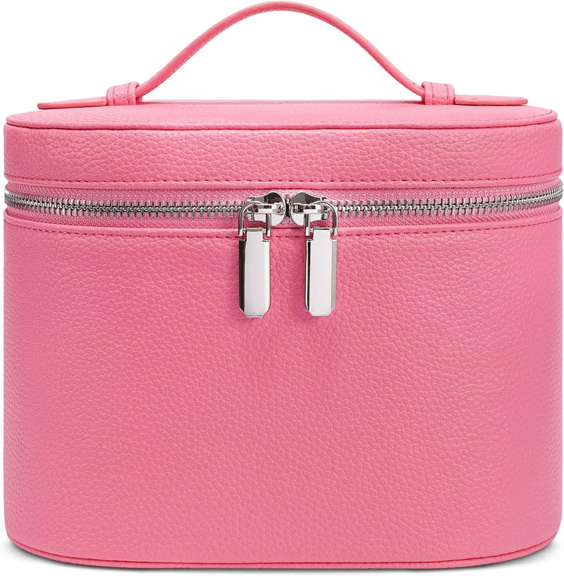 Makeup Bag Travel Makeup Bag with Compartments and Handle Portable Toiletry Bag for Women - Rose