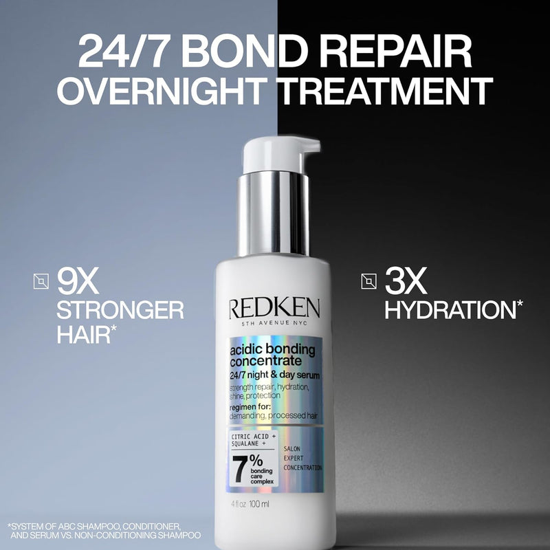 Acidic Bonding Concentrate 24/7 Night and Day Hair Serum Bond Repair for Damaged Hair Nourishes & Restores Overnight Hair Repair & Protection Lightweight and Anti-Frizz 100ml - 100ml