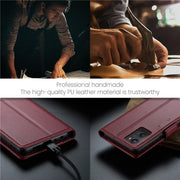 For Oppo A96 4G / A36 / A76 / K10 4G / Realme 9i 4G Leather Case RFID Blocking 3 Card Slot Mobile Cover - Red