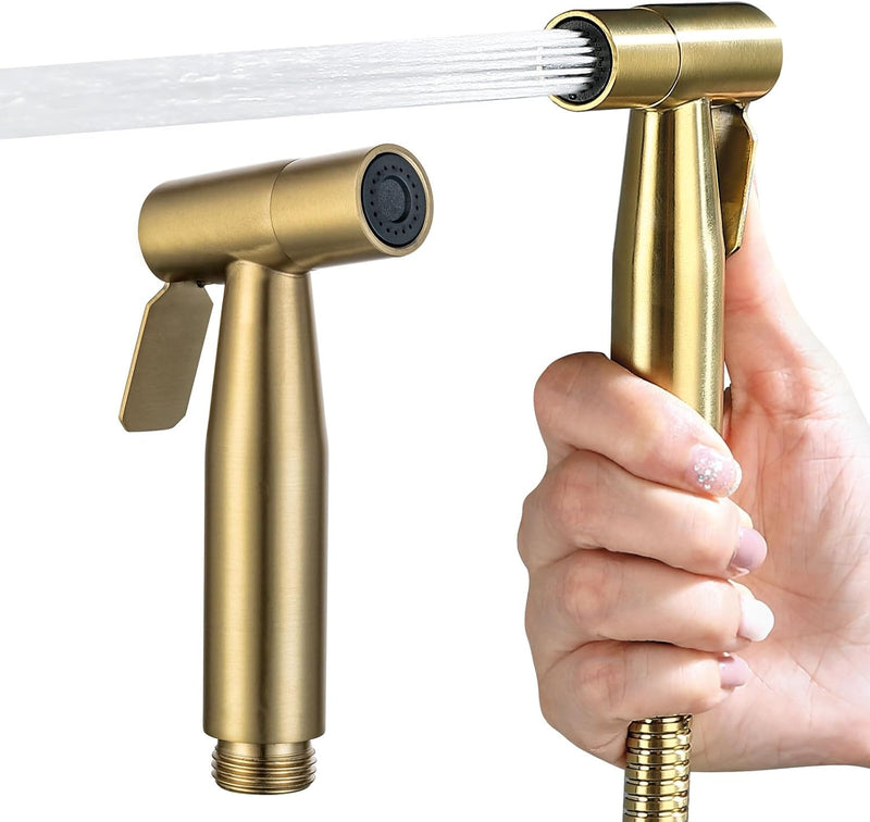 BARROCK All Metal Stainless Steel Hand Held Bidet Sprayer for Toilet, High Pressure Sprayer Head Brushed Gold