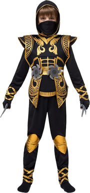 Spooktacular Creations Golden Ninja Costume Set, Ninja Jumpsuit with Foam Accessories for Kids, Halloween Cosplay Party