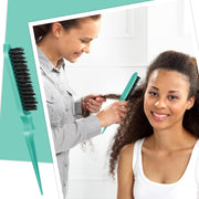 Geiserailie 3 Pcs Slick Back Hair Brush Set Bristle Brush Edge Control Teasing Comb for Women Black Hair(Black)