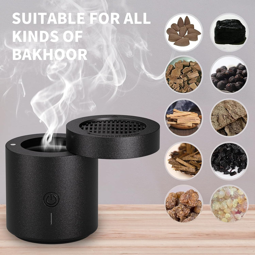 Rotating Electric Incense Burner, Portable Bakhoor Smoker Burner with USB Charging, Smart for Home (Premium Edition)