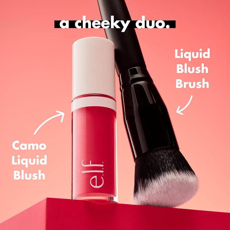 e.l.f. Camo Liquid Blush Brush, Angled Blush Brush Ideal For Applying & Blending Colours On Cheeks, Soft, Dense Bristles, Vegan & Cruelty-free