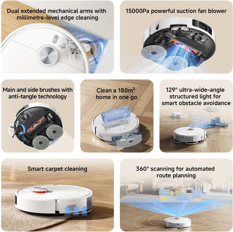 Xiaomi Robot Vacuum S40 Pro 15,000Pa Suction, Dual-Extending Arms, LDS Navigation, Smart Carpet Detection, App Control (S20+ Upgraded)