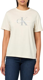 womens Monogram Logo Crewneck T-shirt Monogram Logo Crewneck T-shirt (pack of 1) - Bone White