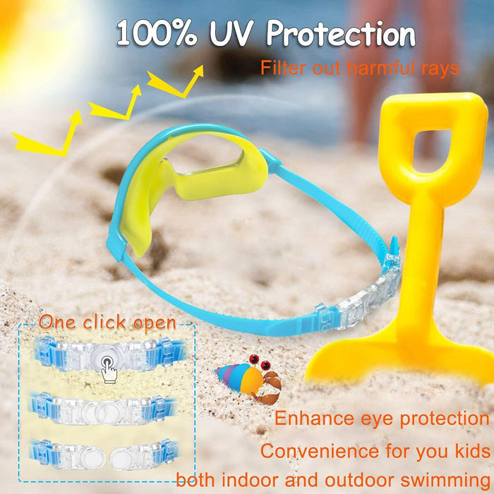 Kids Swim Goggles 2 Pack Anti-Fog Anti-UV Wide View Swimming Goggles Pool Goggles for Kids 3-15