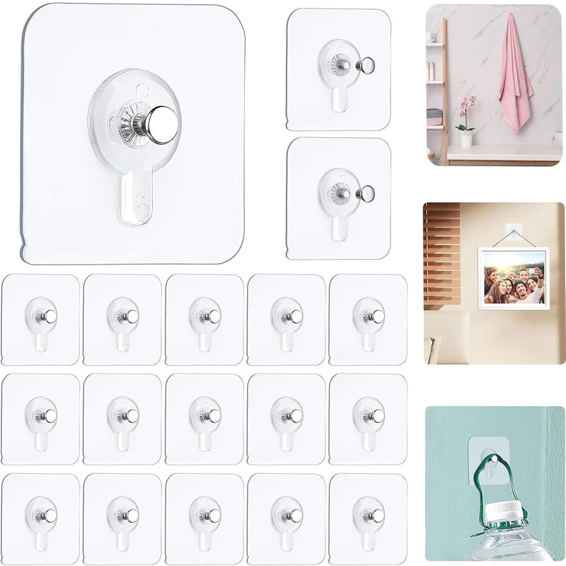 GERRIT Picture Hangers, 15pcs Self Adhesive Picture Hangers Hooks Waterproof Adhesive Wall Hooks Wall Picture Hanger Heavy Duty Wall Hangers Without Nails for Hanging for Home Kitchen Bathroom Office