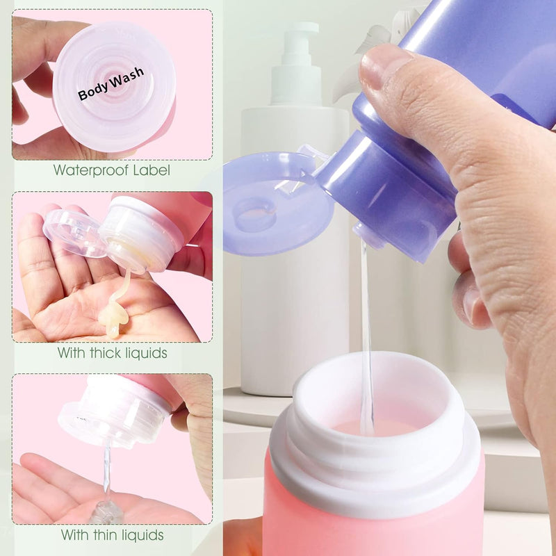 INSFIT Travel Bottles for Toiletries,Leak Proof 90ml Travel Size Containers, BPA Free TSA Approved Squeezable Silicone Tubes for Shampoo Conditioner Lotion Soap with Labels