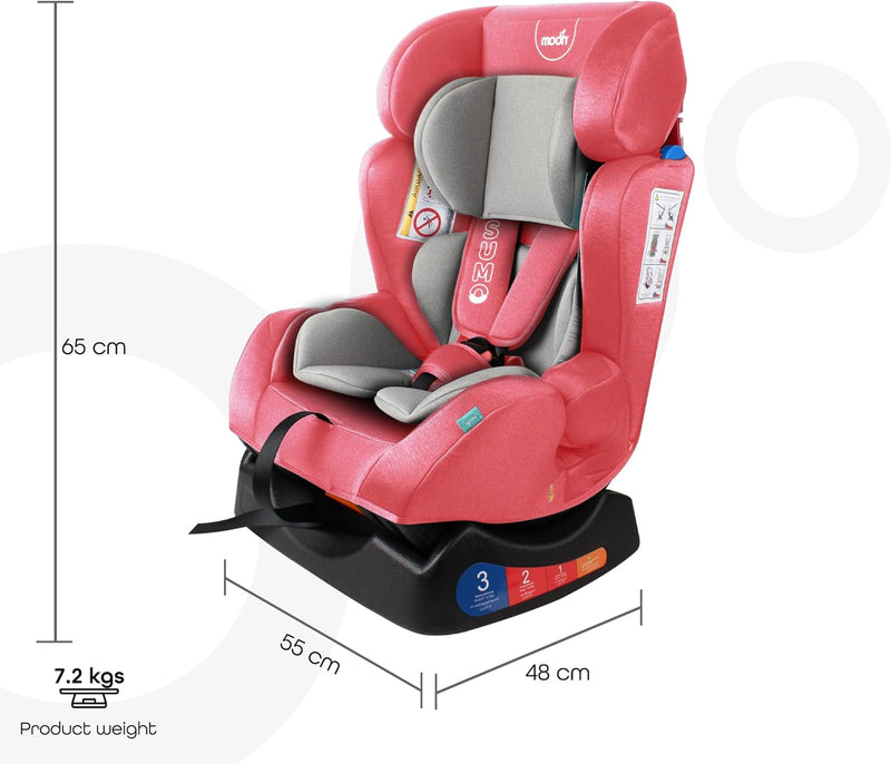 The Moon Brand Sumo Car Seat – Birth to 6yrs Baby Travel Gear – Convertible Rear & ForwardFacing Booster Seat – Reclining Car Seat for Group 012 – Child Comfort Car Accessories – Light Grey