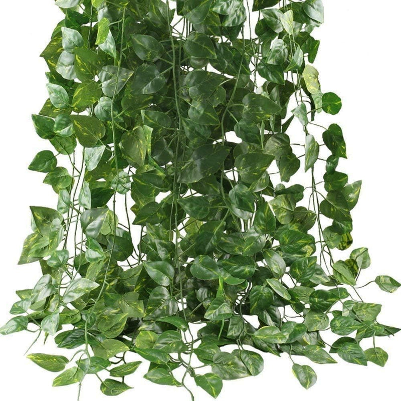Mumoo Bear Artificial Ivy Leaf Plants Vine, 12 Strands 87 Feet Artificial Garlands Fake Foliage Flowers Hanging Vine For Home Kitchen Garden Office Wedding Party Wall Decor