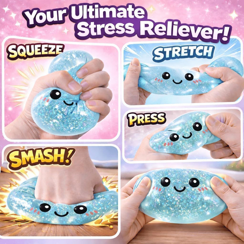 SLEEPHEADBig Dumpling Squishy ToyStress Relief Ball - Sparkle Filled Sensory Squeeze Tool,Cute Adorable Soft Silicone Squeeze Toy