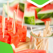 PESCADOR 100pcs Bamboo Forks 3.4 Inch,Mini Food Picks for Party, Banquet, Buffet, Catering, and Daily Life. Two Prongs - Blunt End Toothpicks for Appetizers 100 - Pieces