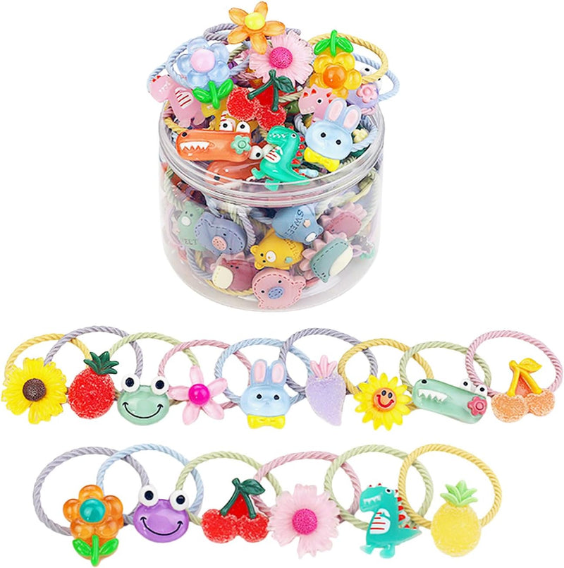 Shining Diva Fashion 20 pcs Combo Elastic Hair Bands Ties Accessories for Kids Baby Girls Women - 30 pc Combo Box of Animals & Frost & Flowers