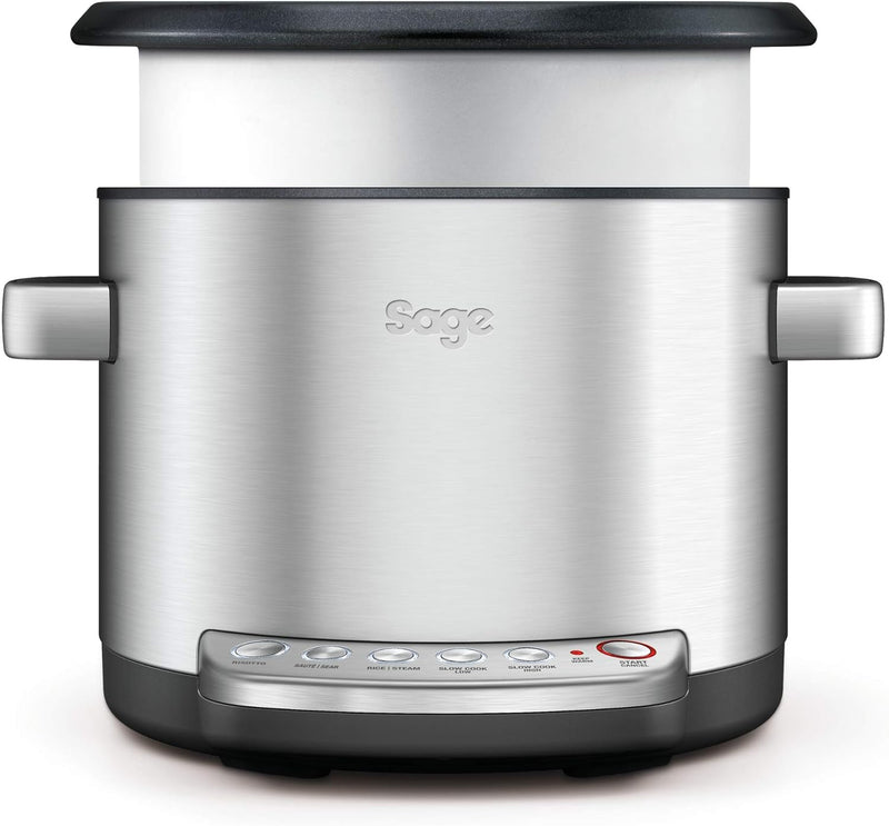 Sage - The Risotto Plus Multi-Cooker – 3.7L, 6 in 1: Risotto, Rice, Steam,Sauté,Sear,Slow Cook – Brushed Stainless Steel, Non-Stick Bowl - UAE Version, 2 Year Manufacturer Warranty
