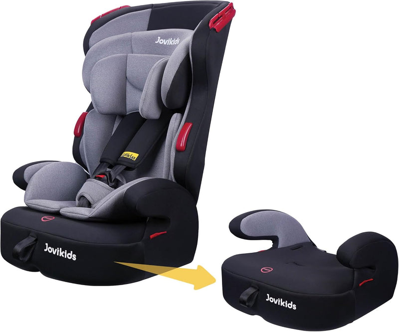 Jovikids Tammy 3in1 Highback Booster Car Seat (Group 1/2/3, 9M-12Y), Convertible to Booster Seat, Forward-Facing Seat w/Adjustable Headrest, 5-point Harness and 3-Point Seat Belt, Baby Travel Carseat - Black