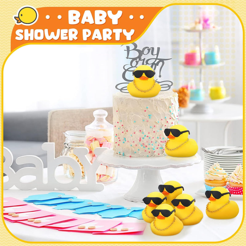 36 Pcs Mini Rubber Ducks Glow in The Dark Rubber Frogs Baby Shower Tiny Rubber Ducks Bulk, Float Bath Toys Bathtub Duckies Mini Frogs for Shower Birthday Party Favors Carnival Gift (Hat Style)