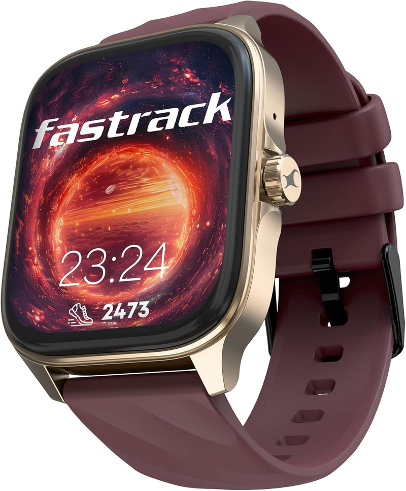 Astor FS1 Pro Smart Watch, 1.97' AMOLED Display, Bluetooth Calling, 100+ Sports Modes, SpO2 & Heart Rate Monitoring, Women's Health, IP68, Up to 5 Days Battery, Functional Crown - Wine Red