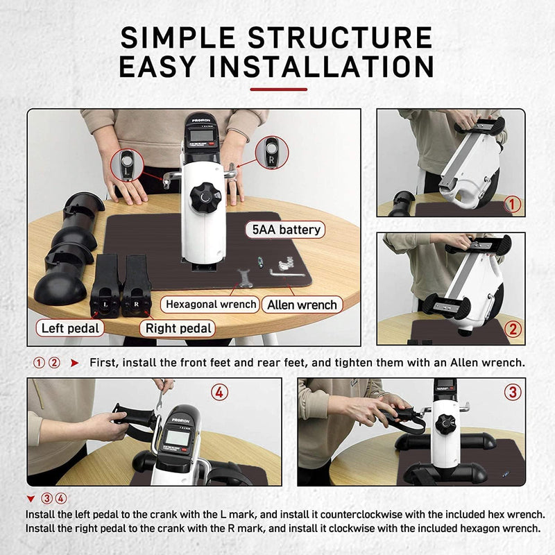 Pedal Exerciser with Digital Display, Mini Exercise Bike Pedal Sit Down, Desk Cycle Leg Arm Foot, Small Equipment for Home, Office, Elderly, Rehabilitation