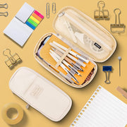 Large Capacity Pencil Case Handheld Pen Pouch Bag for School Office, Turmeric