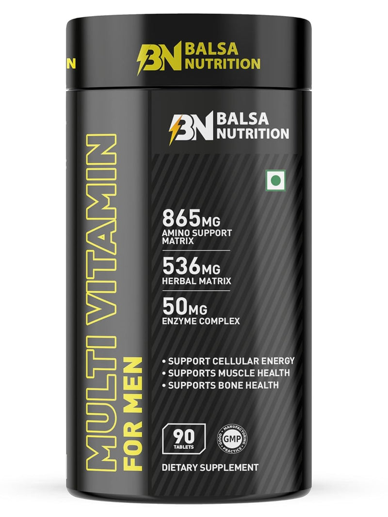 Balsa Nutrition Men's Multivitamin- 90 Tablets |Essential Daily Support For Men's Health, Boosts Immunity, Muscle Recovery, Bone Health, Mental Focus, Cellular Energy & Vitality |Non- GMO, Gluten Free