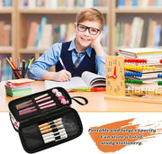 Mnsruu Cherries Leaves Pencil Case Large Capacity Pen Pouch Makeup Bag with 3 Compartments Pen Holder Organizer Stationery Bag for Girls Womens