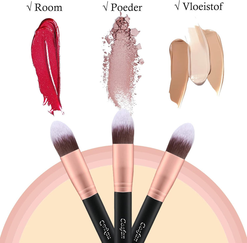 Tapered Kabuki Makeup Brush Concealer Brush for Liquid Foundation Powder Cream Contour Buffing Stippling Blending, Soft Synthetic Bristles Face Eye Shadows Black Brush, Large Mineral Powder Brush