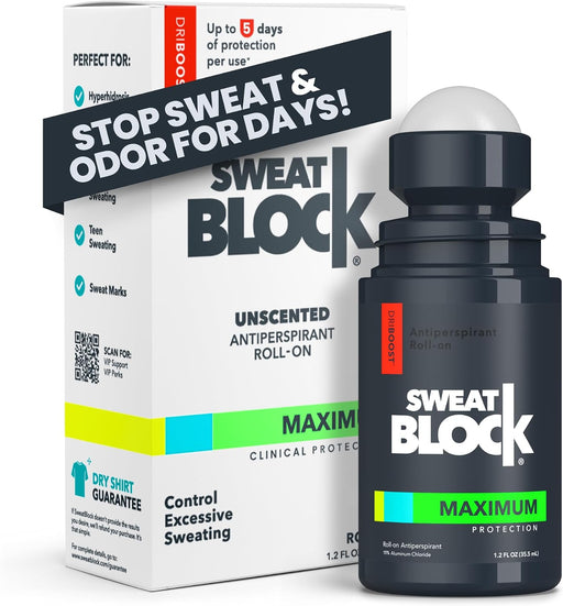 Antiperspirant Roll-on - Maximum Clinical Strength with DRIBOOST Treat Hyperhidrosis, Excessive Sweat & Odour Up to 7 Days Sweat Control Per Use Unisex 35ml - ROLL-ON