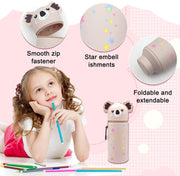 Koala 2 in 1 Soft Silicone Pencil Case, Cute School Pencil Case, Kawaii Koala Pen Holder Pouch with Zipper for School Students Teens Girls Boys
