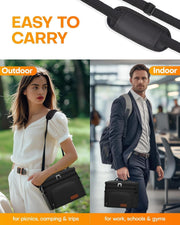 Insulated Lunch Box for Men & Women - Leak-Proof Cooler Lunch Bag with 4 Pockets, Adjustable Strap, Ideal for Work, Picnic, Travel - Medium, Black, 10.2"6.9"8.5"