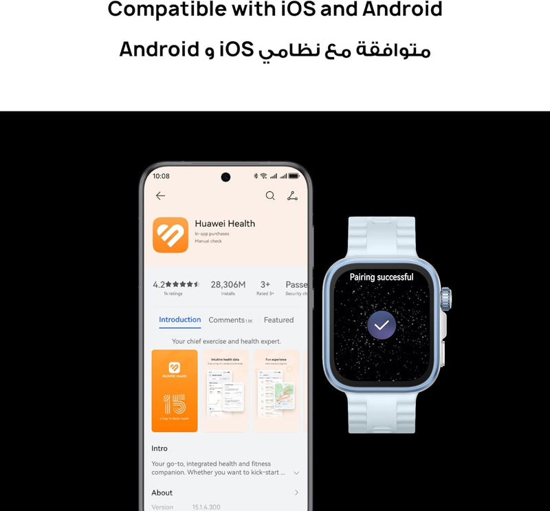 WATCH FIT4 Pro SmartWatch, 1.82â Display, Sapphire Glass, GPS for ProLevel Outdoor Sports, upto 10-Day Battery Life, iOS&Android, Blue, 3 months additional HuaweiCare+(Amazon Exclusive)