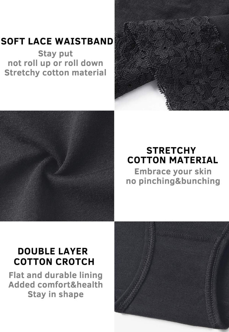 GNEPH Womens Underwear Cotton Panties for Women Underpants Briefs Hipster Lace Bikini 5 Pack