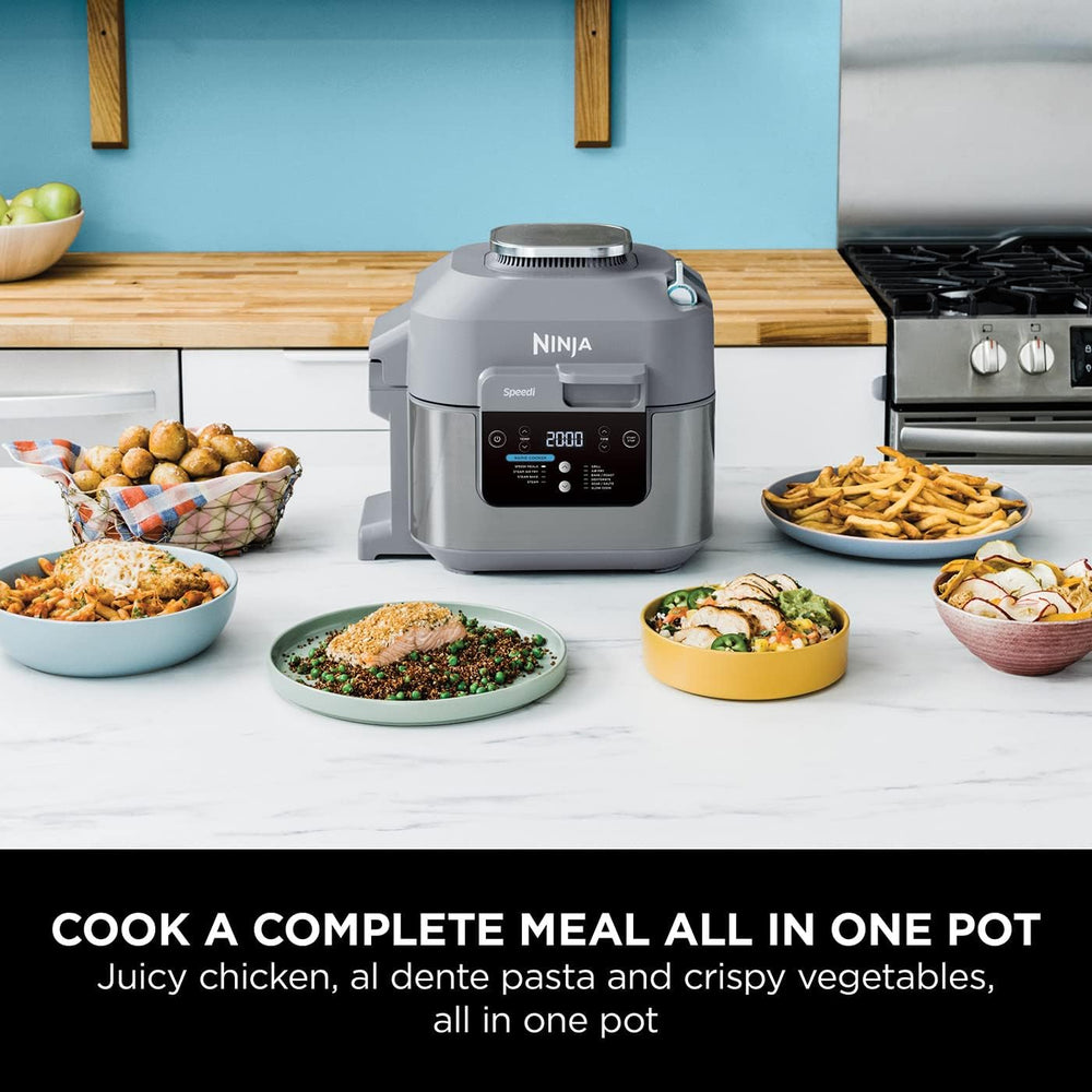 Speedi 10-in-1 Rapid Cooker, Air Fryer and Multi Cooker, 5.7L, Air Fry, Steam, Grill, Bake, Roast, Sear, Slow Cook & More, Cooks 4 Portions, Sea Salt Grey, ON400ME, 2 Years Warranty