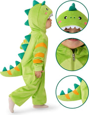 Spooktacular Creations Halloween Dinosaur Costume, Dragon Zip-up Hooded Jumpsuit for Halloween Costume Cosplay Themed Parties