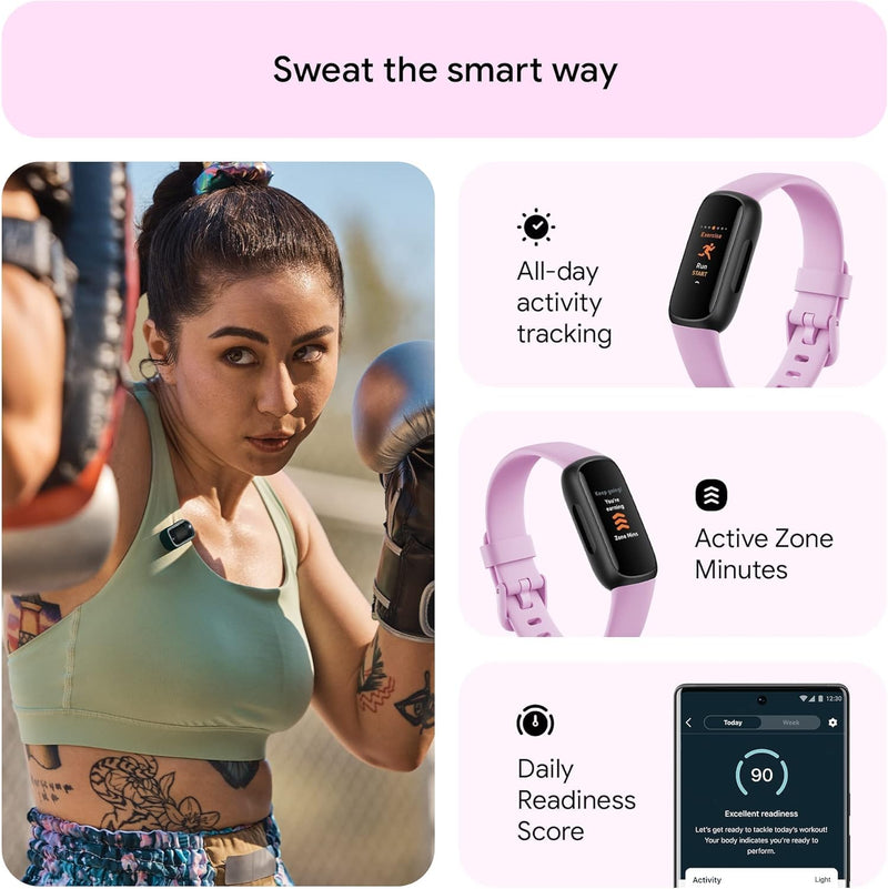 Fitbit Inspire 3 Activity Tracker with 6-months Premium Membership Included, up to 10 days battery life and Daily Readiness Score - Black/Midnight Zen, One Size