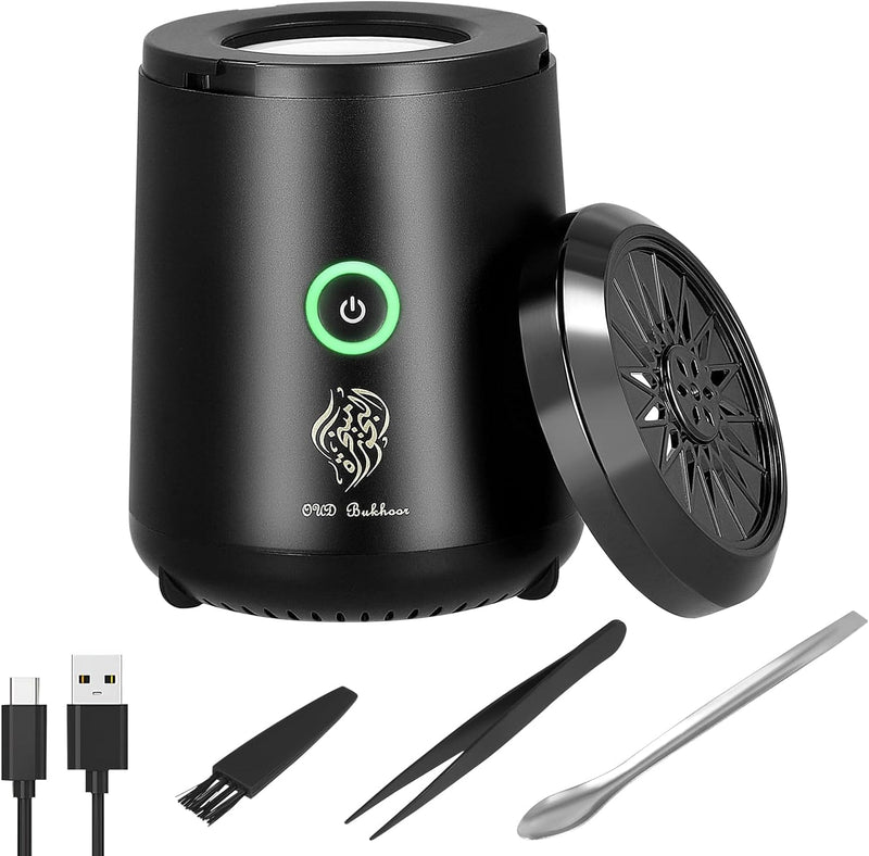 Aroma Diffuser, Mini Portable Bakhoor Incense Burner, USB Rechargeable, Arabic Electric Holder, Travel & Home Fragrance, Thin