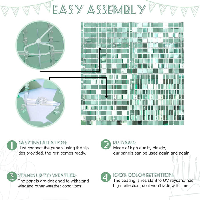 Light Green Sequin Backdrop 3ftx6ft Shimmer Wall Backdrop Panels Sequin Sparkly Christmas Background for Wedding Anniversary Birthday Bridal Shower Decorations