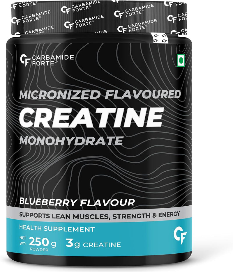 Carbamide Forte Micronised Creatine Monohydrate Powder Creatine powder for men and women Creatine Supplement for Lean Muscle Volumization, Strength & Energy-Blueberry- 62 Servings - 250 Grams