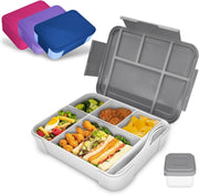 Generic Lunch Box for Kids & Adults, Rectangular, Grey, 1330 ml, 4 Compartments, Leak-proof, Microwave & Dishwasher Safe - Grey 1330 ml