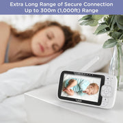 Hubble Nursery View Premium Twin Baby Monitor 5" Split-Screen Display, 2 Cameras, 2-Way Talk, Infrared Night Vision, Digital Zoom, Temp Sensor, 300m Range, Lullabies, Works with HubbleClub App