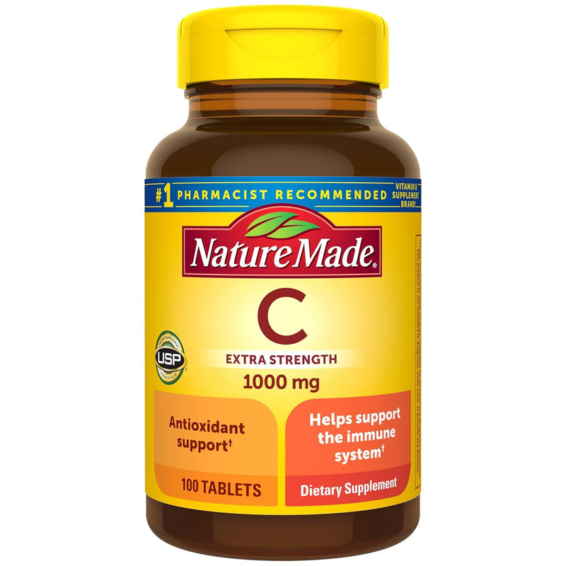 Nature Made Vitamin C 1000 mg, Dietary Supplement for Immune Support, 100 Tablets, 100 Day Supply
