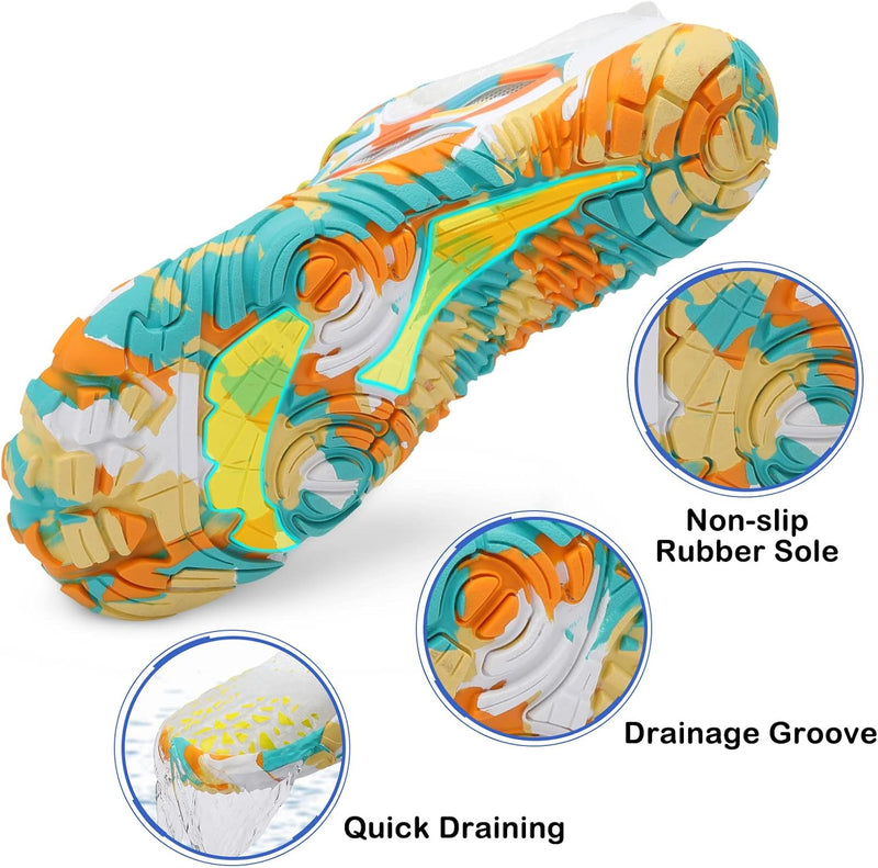 L-RUN Men Women Water Athletics Shoes Quick Dry Barefoot Wide Toe Aqua Beach Shoes for Swimming Surfing