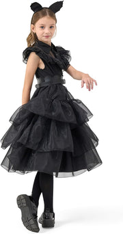 14 Pack Wednesday Black Costume, Wednesday Girls Dress, Kids/Teens Black Family Costumes, Girls Halloween Costumes Perfect for Halloween, Cosplay, and Parties