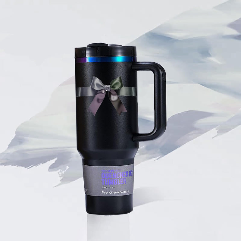 KISSKIND 40 oz tumbler with handle Travel Mug Straw Covers Cup with Lid Insulated Quencher Stainless Steel Water Iced Tea Coffee Gift Purple
