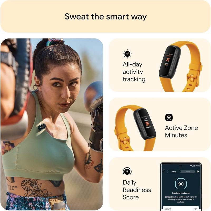 Fitbit Inspire 3 Activity Tracker with 6-months Premium Membership Included, up to 10 days battery life and Daily Readiness Score - Black/Midnight Zen, One Size