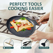 Crepe Pan, Nonstick Ceramic Dosa Tawa Pan for Pancake Omelette Tortilla Frying, Ergonomic Handle, 28 cm, Suitable for All Stoves Home Kitchen Cooking