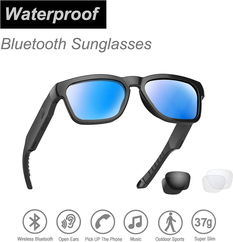 OhO sunshine OhO Bluetooth Sunglasses,Voice Control and Open Ear Style Smart Glasses Listen Music and Calls with Volume UP and Down,Bluetooth 5.0 Audio Glasses and IP44 Waterproof, unisex-adult