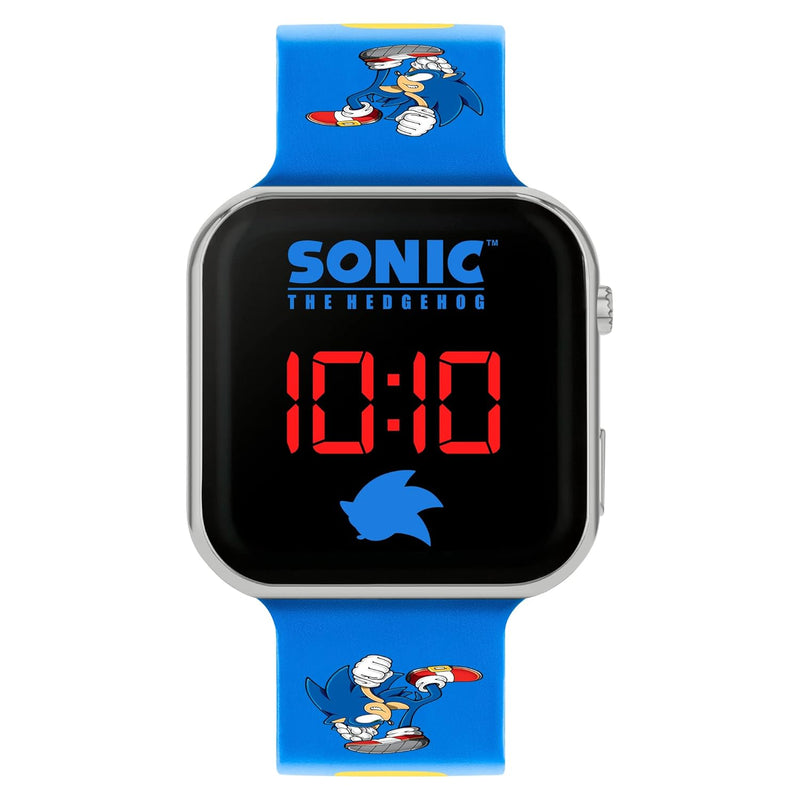 Sega Sonic the Hedgehog Blue LED Watch with Printed Silicone Strap SNC4137 - One Size